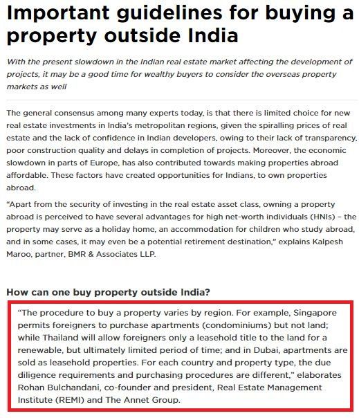 REMI’s view on ‘Important guidelines for buying a property outside India’-1