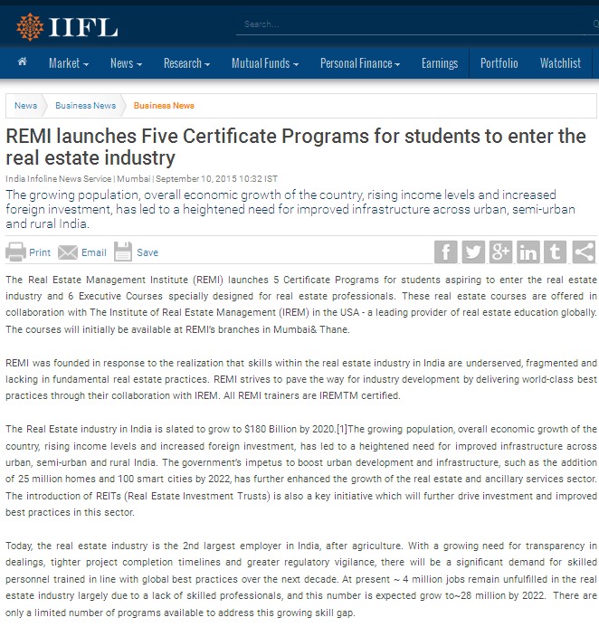 REMI launches Five Certificate Programs for students to enter the real estate industry 1