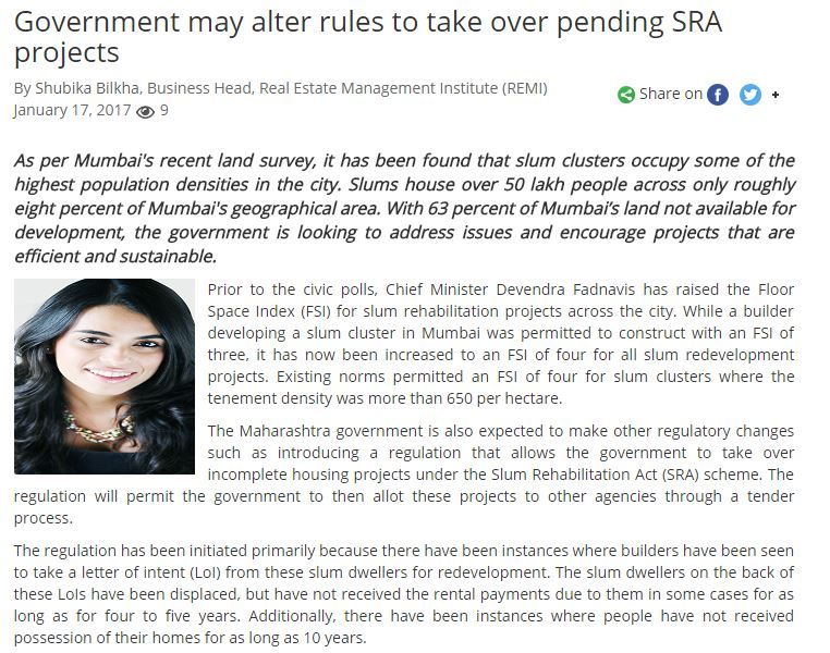 Government may alter rules to take over pending SRA projects