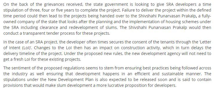 Government may alter rules to take over pending SRA projects